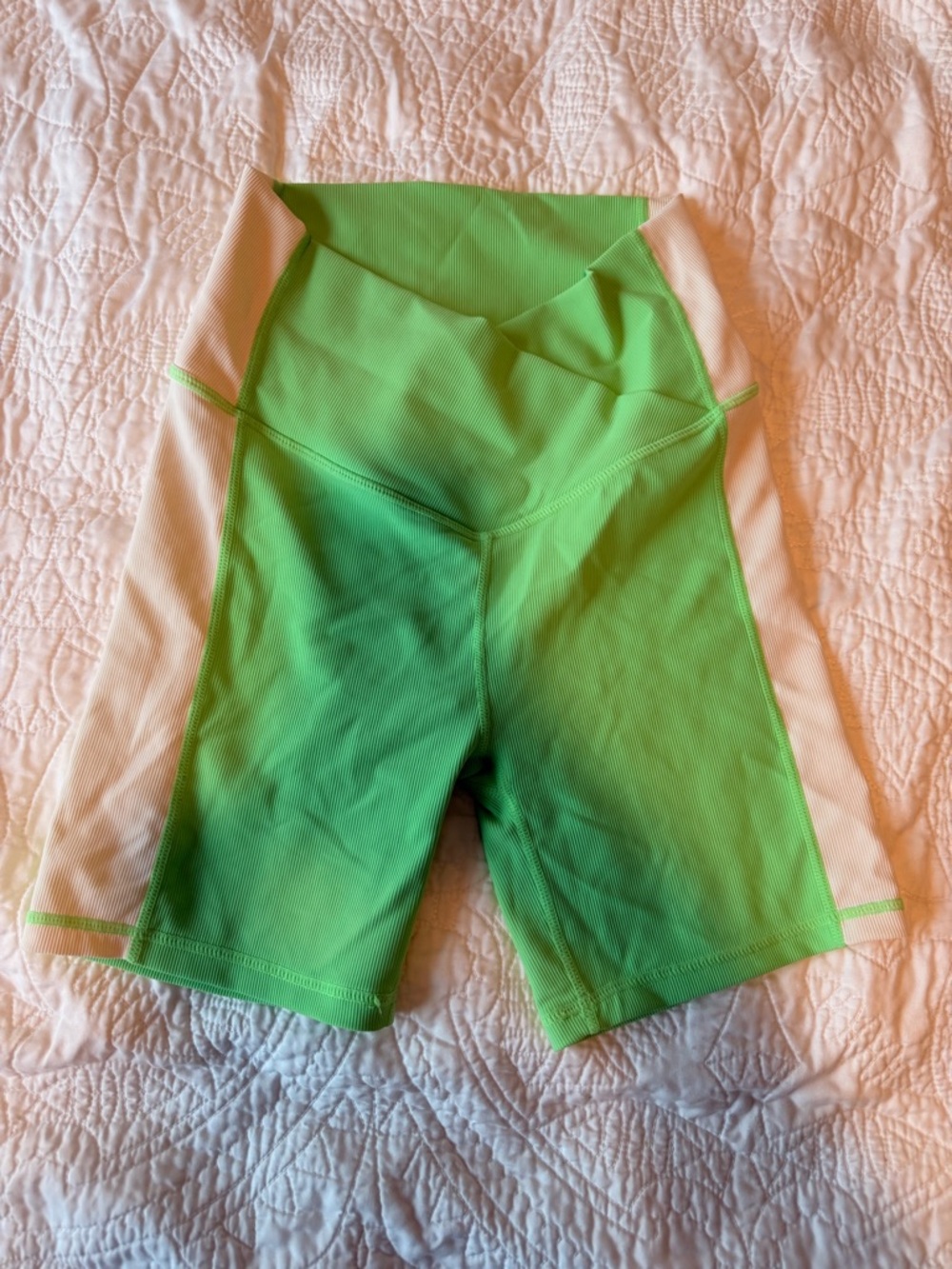 Wilo The Label Crossover High-Rise Green & White Bike Shorts